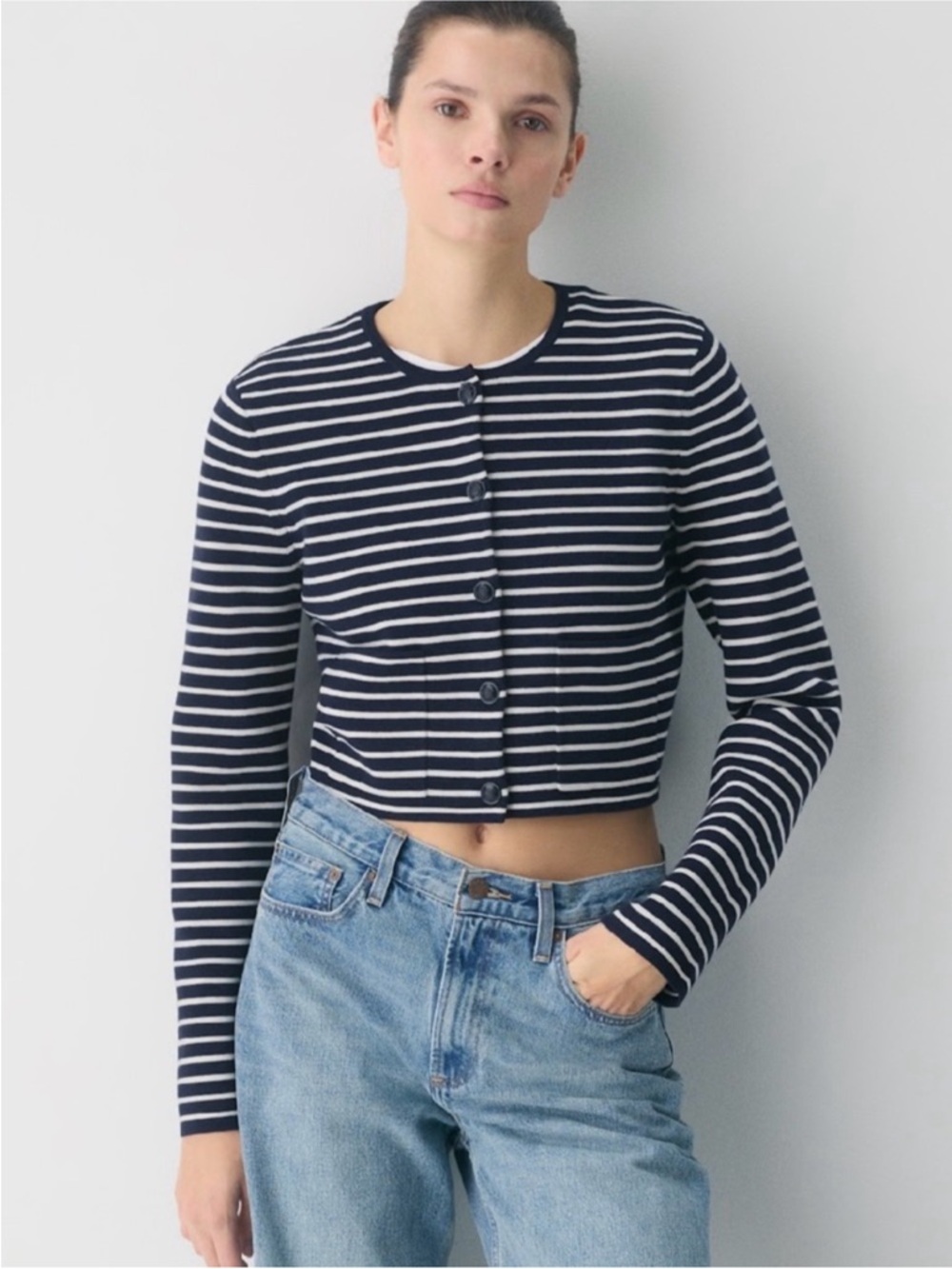 Babaton Notable Cardigan - Wonder Yarn in Admiral Navy Light Birch XS